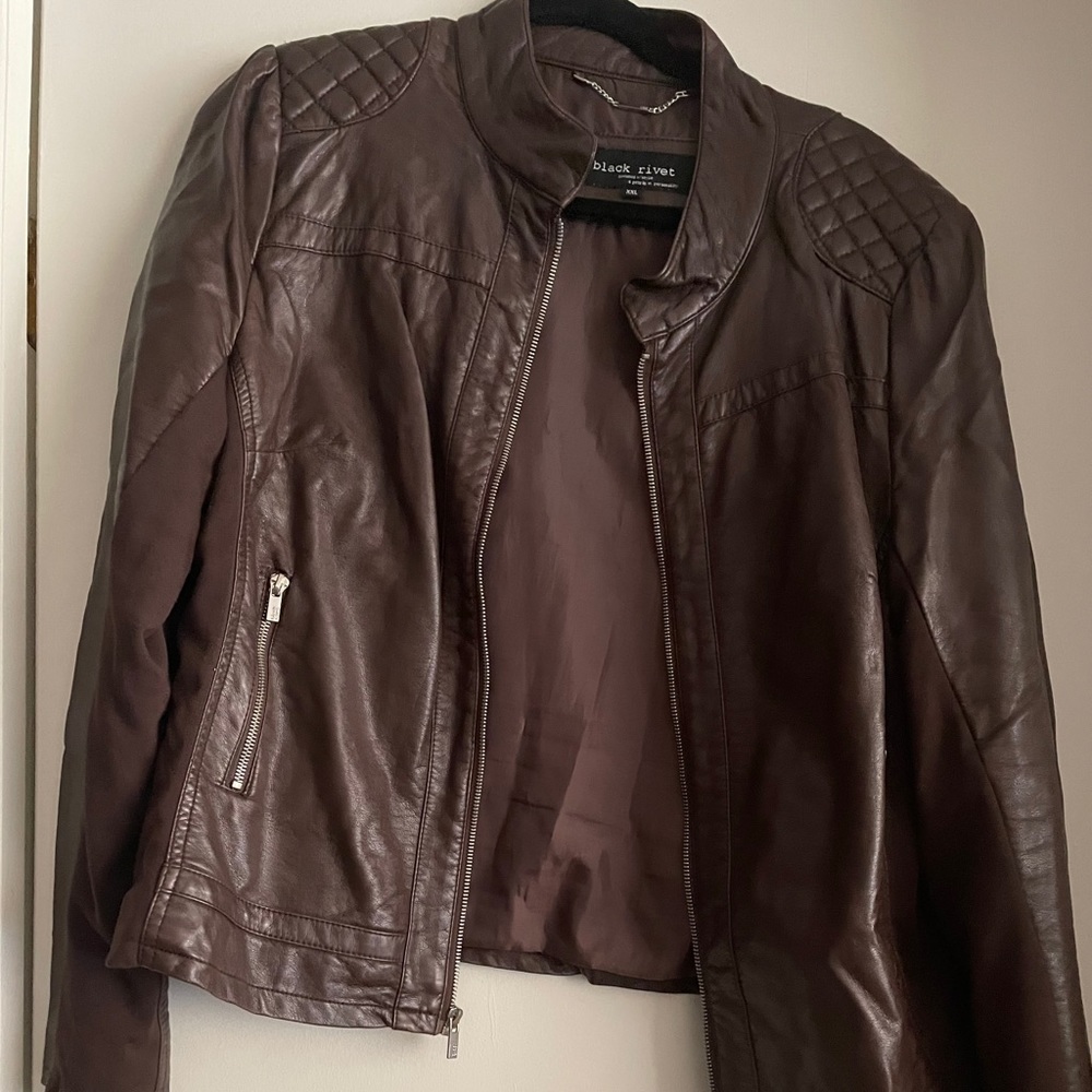 Black Rivet brown leather jacket